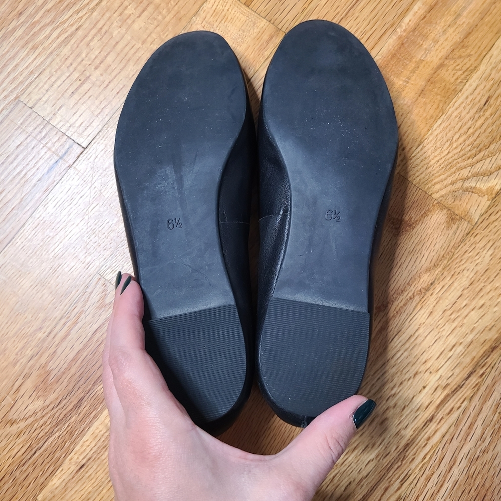 Madewell Size 6.5 Black Leather Reid Ballet Flat - Picture 8 of 8